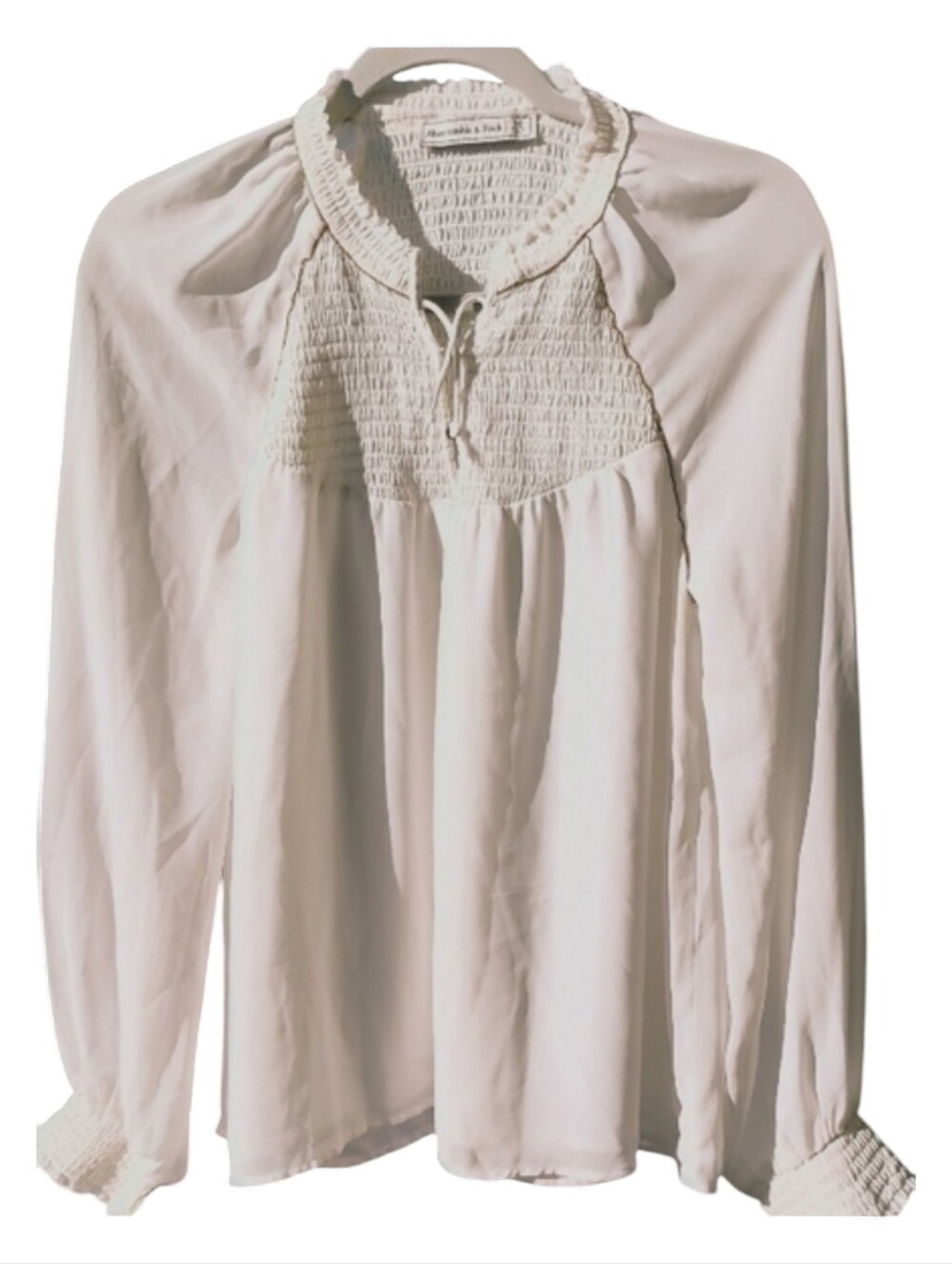Abercrombie & Fitch Elegant White  Smocked Sheer Lined Blouse Size M